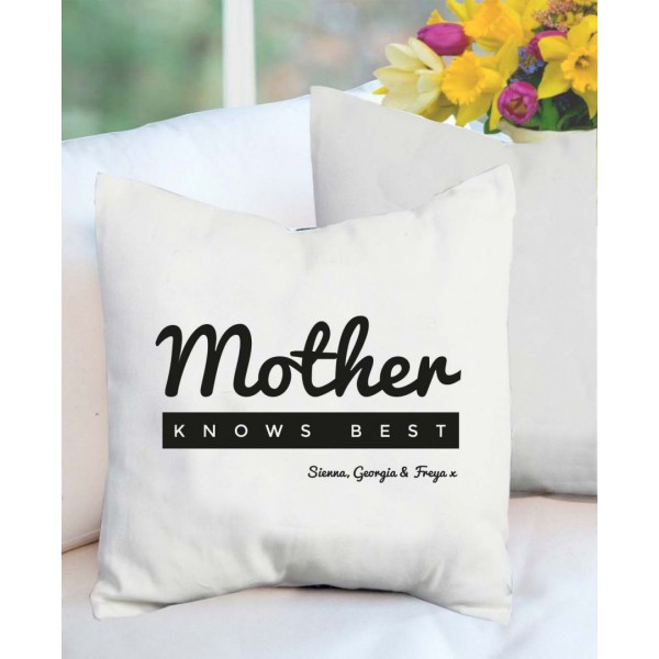 MOTHER Knows Best Personalized Mothers Day Plush Decorative Cushion 